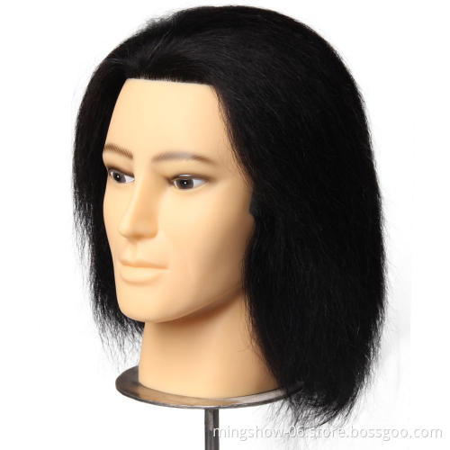 100% real mannequin hair male training head without beard